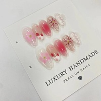 Lot de 10 faux ongles en PMMA peints à la main, couvrance totale, magnifiques, design personnalisé, faits à la main, pour salon de manucure