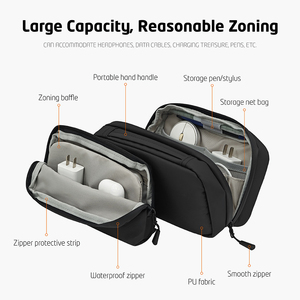Organizador de Tecnologia 2 em 1 Impermeável em Poliéster para Acessórios Eletrônicos, Power Bank Portátil, Cabos de Carregador com Zíper - Product Image 3