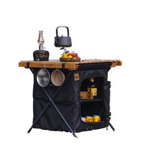Armadietti Pieghevoli da Esterno, Mobile Multifunzionale in Legno Massello, Design Minimalista, Base a Croce, Portatile <span class=keywords><strong>per</strong></span> <span class=keywords><strong>Campeggio</strong></span>, Grande Capacità - Product Image 1