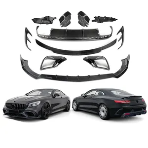 S Class Coupe C217 S63 Dry Carbon Fiber Front Lip Fog Light Cover Canards For Auto Parts W217 S63 Car Bumper