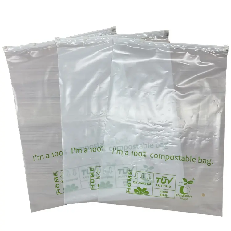 स्टॉक में कारखाने थोक 100% डिग्रेडेबल प्लास्टिक जिपर कपड़े टी-शर्ट बैग