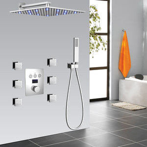 <span class=keywords><strong>LED</strong></span>-Dusch set Chrom Thermostati scher Regen dusch kopf Set Temperatur anzeige <span class=keywords><strong>Dusche</strong></span> - Product Image 3