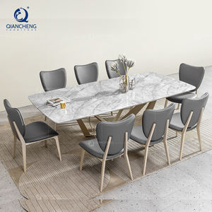 American Modern Simple Royal 6 8 10 Seat Table Set Marbre Acier inoxydable Métal Salon Table Mobilier - Product Image 3