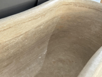 Baignoire ovale unique en travertin Baignoire autoportante en pierre Baignoire pour adultes Baignoire de salle de bains Douche en travertin Baignoire de trempage