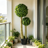 Arbre topiaire artificiel en buis à double boule, fausse sphère verte, plante en pot, pour mariage et remise de diplôme, imperméable et durable