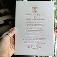 Undangan Pernikahan Sederhana Elegan Custom, Kertas Buatan Tangan Bertekstur Embossed/Debossed, Undangan Perayaan Pernikahan