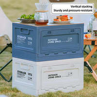 Boîte de rangement pour le camping en plein air, design pliable avec porte latérale, en plastique, style japonais, multi-usages, portable, 42x28x23cm