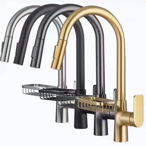 Robinet de cuisine monocommande monotrou en laiton, eau chaude et froide, avec douchette extractible, design anti-éclaboussures pour évier de lavage de légumes, OEM - Product Image 1
