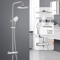 Système de douche à effet pluie Ensemble de douche à barre en acier inoxydable Colonne de douche de salle de bain réglable en hauteur pour baignoire
