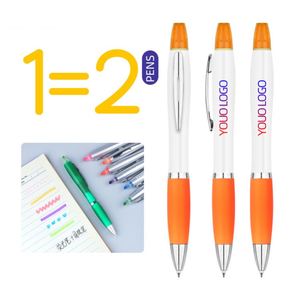 Customized Logo Highlighter <b>Pens</b> Creative Designs 2-in-1 Stationery Orange Novelty Ballpoint <b>Pen</b> School Students 1.0mm Writing - Product Image 1