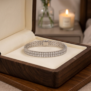 Gold Natural Diamond Tennis Bracelet Princess Shape Multi <b>Row</b> Fine Jewelry Luxury Yellow Gold Diamond Wristband Classic <b>Gift</b> - Product Image 1