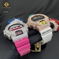 Boîtier de montre en argent 925 avec diamants VVS D Moissanite entièrement sertis, prix d'usine, style hip-hop, testeur de qualité, lunette de montre