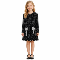 Robes de soirée smockées à manches longues pour petites filles, motif floral, style princesse, pour anniversaire d'hiver, tutu, robe de bal