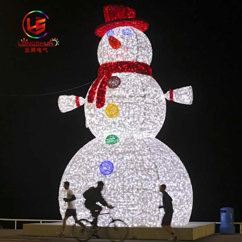 आउटडोर एलईडी 3D विशाल स्नोमैन क्रिसमस सजावट प्रकाश के लिए प्लाजा स्ट्रीट वाणिज्यिक उपयोग के लिए आउटडोर सजावट