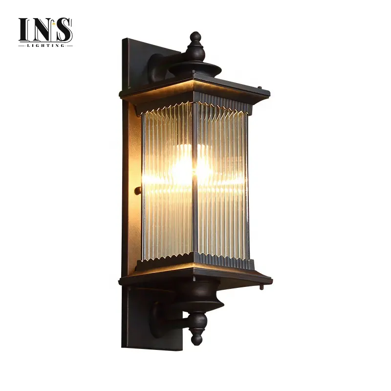 Vintage black metal and glass cool white warm white outdoor led wall lights for home