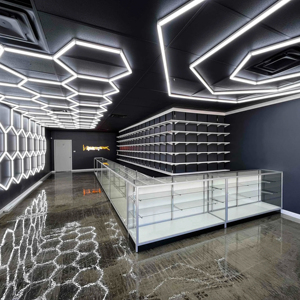 Потолочный светильник для автомобильной мастерской, светодиодный шестигранный светильник для автосалона, лампа для автосалона, сертификаты импортера - Product Image 1