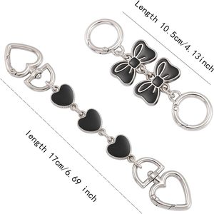 Anbys Silver Bag <b>Chain</b> Purse <b>Extender</b> <b>Chain</b> Purse Strap <b>Extender</b> Bag Charms Black Heart Bow - Product Image 5