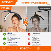 Lampe LED FOSOTO pour extension de cils, lumière annulaire pour salon de beauté, lampe de sol LED demi-lune dorée pour artiste, idéale pour spa et extension de cils