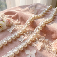 Ruban perlé fait main avec perles en plastique à une face, accessoire de mode DIY pour vêtements, rideaux, robes de mariée