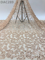 Tissu en dentelle brodée avec des perles et des paillettes, fait main, doux, 100% polyester, tissu élastique
