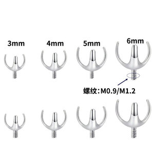 Têtes de remplacement pour clous d'oreille en alliage de titane F136 à trois griffes, creuses, de type à vis, forme géométrique, bijoux de piercing unisexe - Product Image 3