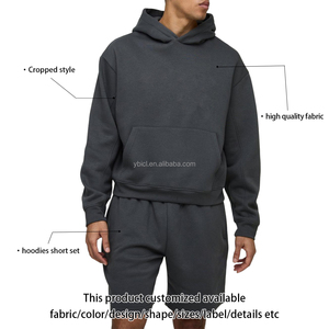 Sudaderas con capucha de diseño personalizado conjunto corto para hombres Boxy Fit sudaderas con capucha de peso pesado Casual proveedor de chándal OEM conjunto de sudaderas con capucha - Product Image 2