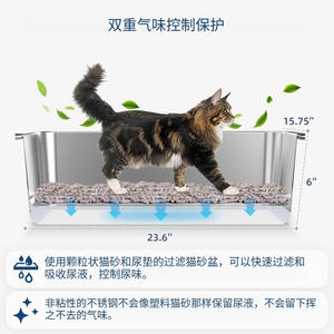 <span class=keywords><strong>Bac</strong></span> à litière extra large en acier inoxydable avec fonction de tamisage pour le nettoyage des animaux de compagnie, idéal pour le commerce international transfrontalier - Product Image 5