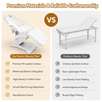 Table de massage électrique moderne pliable à 3 moteurs, chaise avec éponge haute densité, réglable, pour salon de beauté et spa, en cuir PU, pour soins du visage