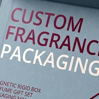 Boîte à parfum rigide réutilisable de style livre bleu magnétique de luxe personnalisée avec doublure en éponge et deux vaporisateurs de voyage