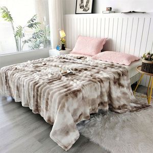 Mantas de Piel de Conejo Tejidas a Mano de Lujo Personalizadas - Diseño Sólido Vintage, Cálidas y Acogedoras, Decoración para el Hogar, Uso en Avión, Manta de Invierno - Product Image 2