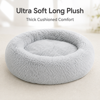 Coussin rond coloré pour animaux de compagnie, pour chats et chiens, avec un centre profond et moelleux pour le sommeil quotidien