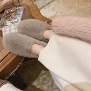 Chaussures simples pour femmes européennes américaines nouvelle taille plus paresseux chaud coton plat doublé polaire pour l'hiver commerce extérieur Mao Mao tête - Product Image 3