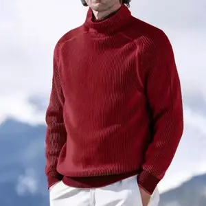 100% Roll kragen pullover Baumwolle Custom Jacquard Red Sweater Herren