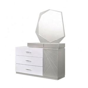 Juegos <span class=keywords><strong>de</strong></span> dormitorio juvenil con cabecero <span class=keywords><strong>de</strong></span> <span class=keywords><strong>polipiel</strong></span>, diseño moderno <span class=keywords><strong>de</strong></span> gama alta, acabado lacado en blanco y gris claro - Product Image 5