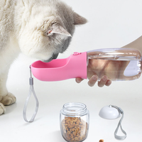 Bouteille d'eau portable 2-en-1 pour chien avec logo personnalisé et récipient à nourriture, distributeur d'eau de voyage anti-fuite pour animaux de compagnie, biberon d'alimentation pour chiot