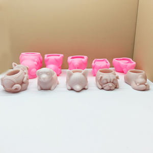 Early Riser Cute Dog Polar Bear Yeso Hormigón Florero Macetas Molde <span class=keywords><strong>de</strong></span> silicona Cajas <span class=keywords><strong>de</strong></span> almacenamiento Candelabros Molduras - Product Image 3