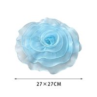 Grande fleur artificielle 3D multicouche colorée, patch brodé en organza, dentelle en tissu 100% polyester, maille pour vêtements de mode