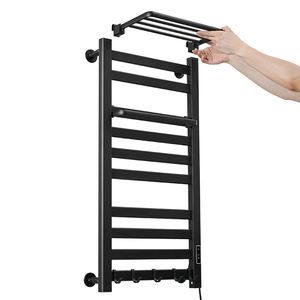 Échelle de température réglable noire moderne Séchage électrique en aluminium Salle de bain Toilette Chauffante Porte-serviettes Sèche-serviettes Chauffant Porte-serviettes - Product Image 5