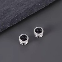 Clips d'oreille magnétiques scintillants en forme de grappe de cristaux pour hommes, plaqués cuivre, véritable or, sans perçage, bijoux d'oreille indolores