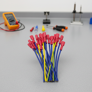 उल प्रमाणित कस्टम फोर्क टर्मिनल वायर हार्नेस, ब्लू/पीले-हरे/लाल पूर्व-कुरकुड लीड तार को ग्राउंडिंग के लिए इंसुलेटेड आस्तीन के साथ - Product Image 5