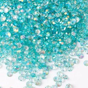 4mm Ss16 Round Flat Back 14 Facets Resin Rhinestones Arts <strong>Crafts</strong> Embellishment <strong>Gems</strong> (Clear Aqua Blue AB T41) - Product Image 2