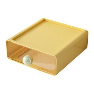 Desktop Drawer Storage <b>Box</b> Yellow Rectangle Office Organizer Large Capacity With Handle Standing Type - Product Image 1