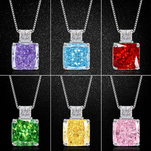 Kalung Batu Ascher Cut Berlian Karbon Tinggi Tembaga Model Botol Parfum Mewah Gaya Persegi Merah Cina Baru, Laris Manis - Product Image 3