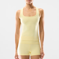 Nouvel ensemble de sport 2 pièces respirant et extensible : débardeur doux à col carré et short taille haute pour entraînement et usage quotidien