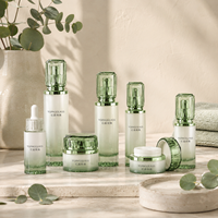 Bouteilles et pots en verre cylindriques transparents à bords côtelés, personnalisables, multicolores, pour emballages de soins de la peau, 30g, 50g, 30ml, 50ml, 100ml, 120ml