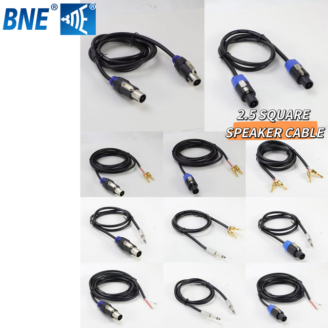 Factory Price NL4FC Speakon to 6.35 Cable 2*2.5mm Audio Speaker Wire Speakon to Dual Banana Plug to 6.5 Cable with Custom Length