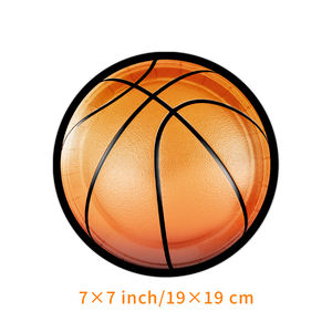 JIALIN Fournitures de fête d'<span class=keywords><strong>anniversaire</strong></span> de basket-ball noir avec fournitures de fête pour adultes assiettes en papier jetables - Product Image 2