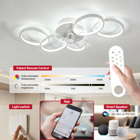 Ventilateur de plafond intelligent LED en fer pour chambre à coucher, personnalisable, 7 pales, télécommande, cadre en aluminium