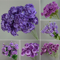 Fleur de lys artificielle en soie violette, faite à la main, légère, pour décoration florale de scène de mariage