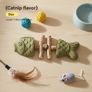 Giocattolo Dentale per Gatti con Erba Gatta, Bastoncino da Masticare a Forma di Pesce Grigliato, Giocattolo Naturale per l'Auto-Intrattenimento Felino - Product Image 6